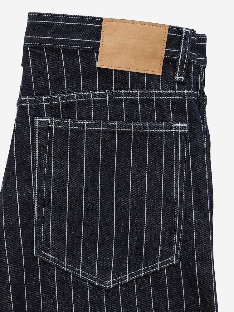 Cotton On Pinstripe Blue Super Baggy Jort Shorts - Image 8 of 8