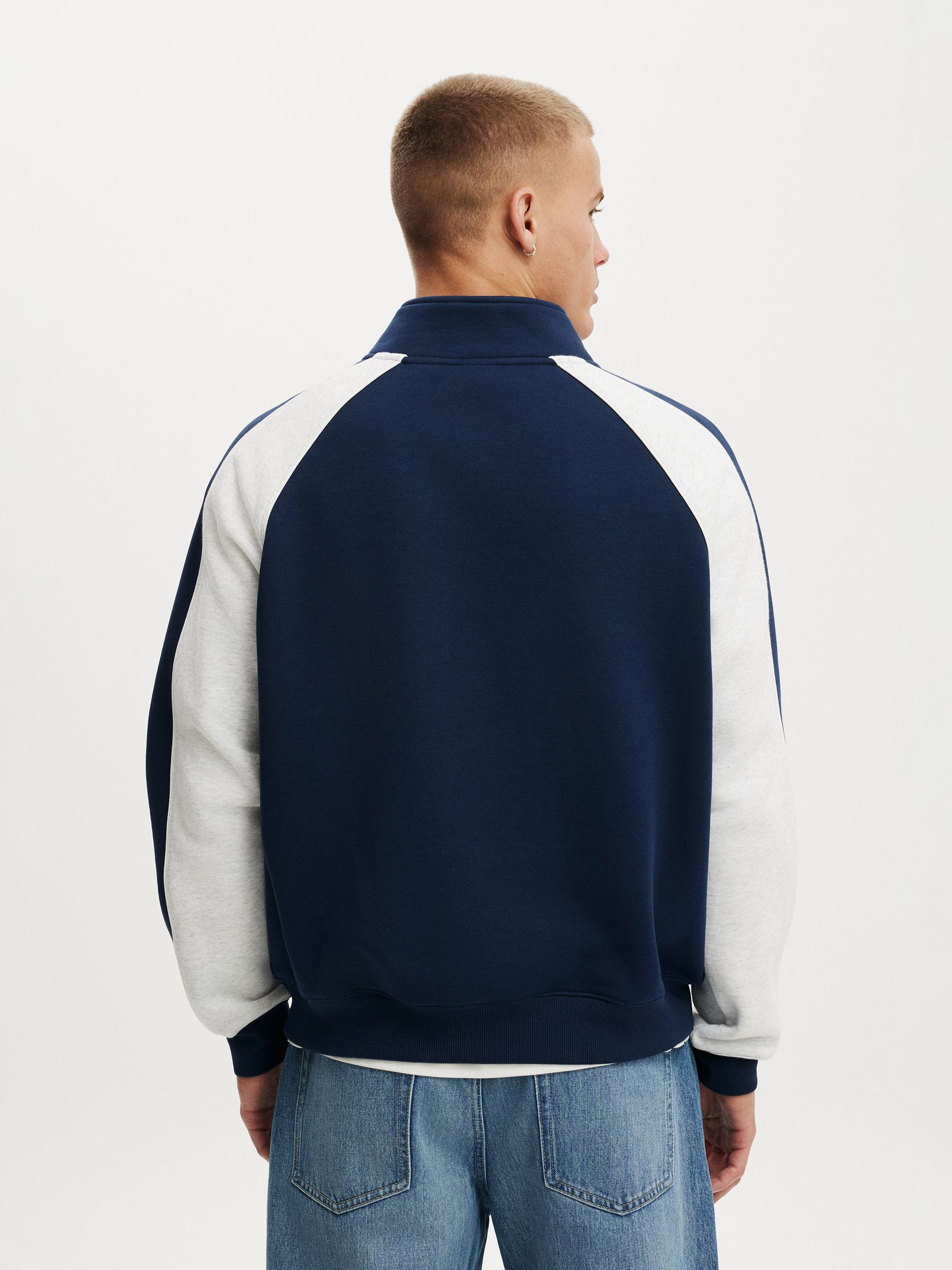 Buy Cotton On Indigo/Athletic Marle/Valiente Zip Graphic Fleece