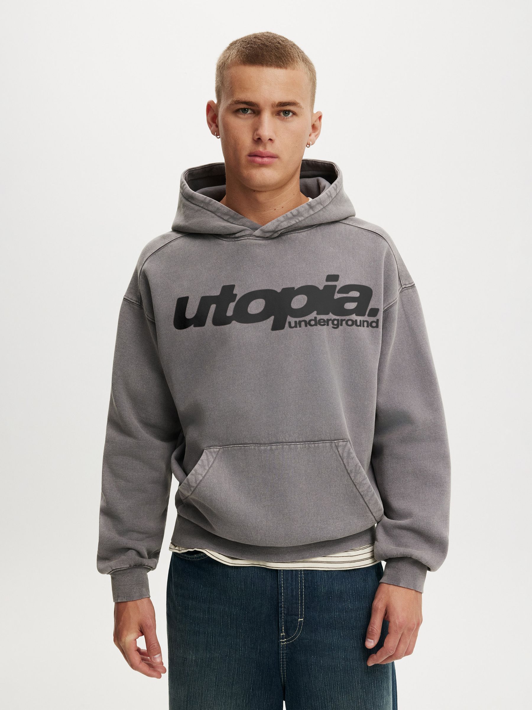 Buy Cotton On Slate Stone/Utopia Box Fit Graphic Hoodie from Next USA