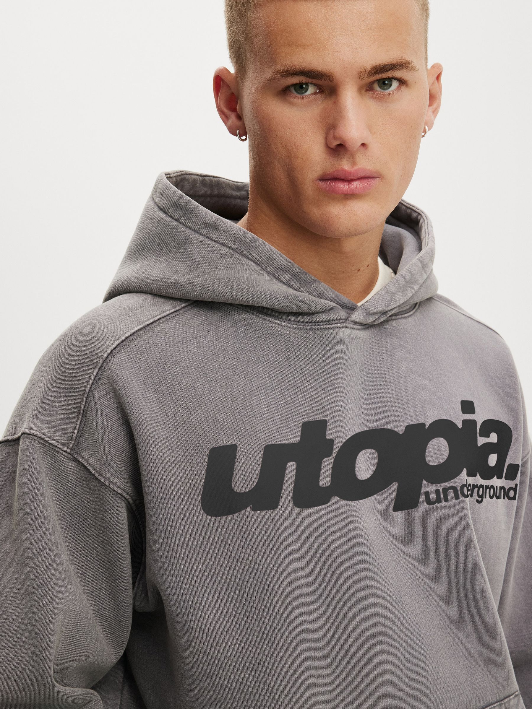 Buy Cotton On Slate Stone/Utopia Box Fit Graphic Hoodie from Next USA