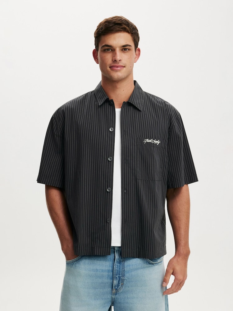 Cotton On Black Ventura Short Sleeve Shirt - Image 1 of 4 Cotton On Black Ventura Short Sleeve Shirt - Image 1 of 4