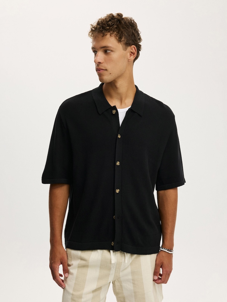 Cotton On Washed Black Box Fit Knit Shirt - Image 1 of 4 Cotton On Washed Black Box Fit Knit Shirt - Image 1 of 4