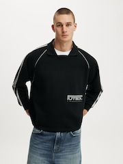 Cotton On Black Raglan Polo Fleece - Image 1 of 7