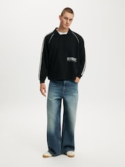 Cotton On Black Raglan Polo Fleece - Image 3 of 7