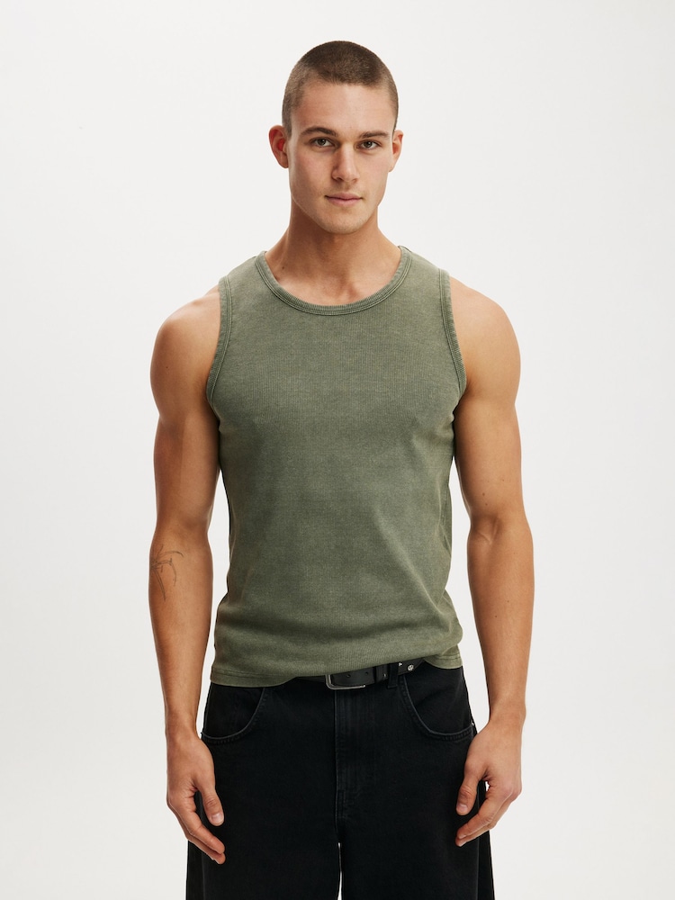 Cotton On Green Rib Tank Top - Image 1 of 5 Cotton On Green Rib Tank Top - Image 1 of 5