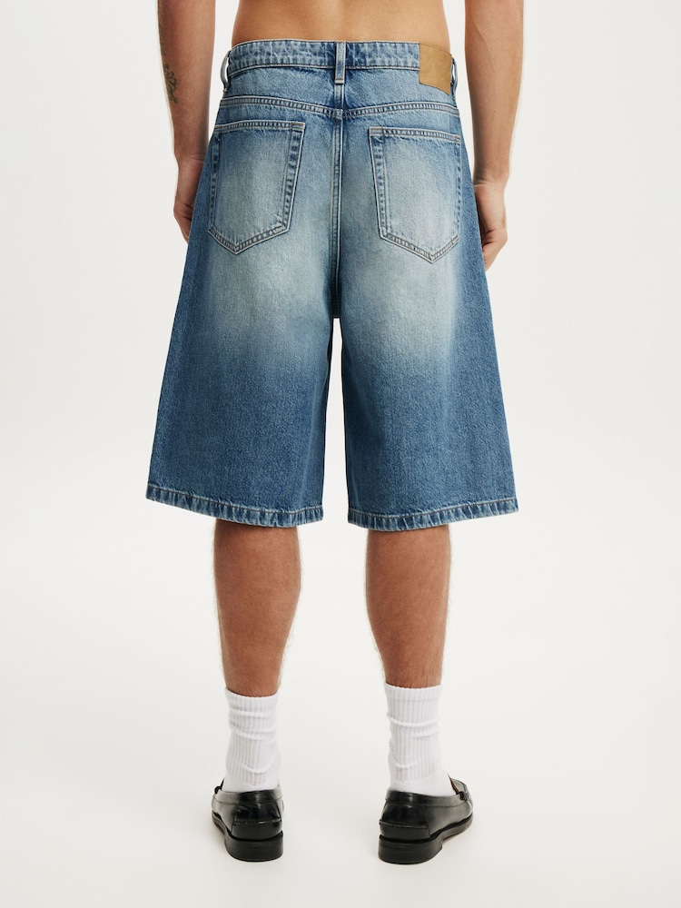 Cotton On Delusion Blue Super Baggy Jort Shorts - Image 2 of 7
