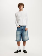 Cotton On Delusion Blue Super Baggy Jort Shorts - Image 3 of 7