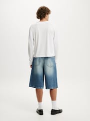 Cotton On Delusion Blue Super Baggy Jort Shorts - Image 4 of 7
