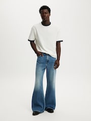 Cotton On Vintage White/True Navy Ringer Cropped Fit T-Shirt - Image 3 of 4