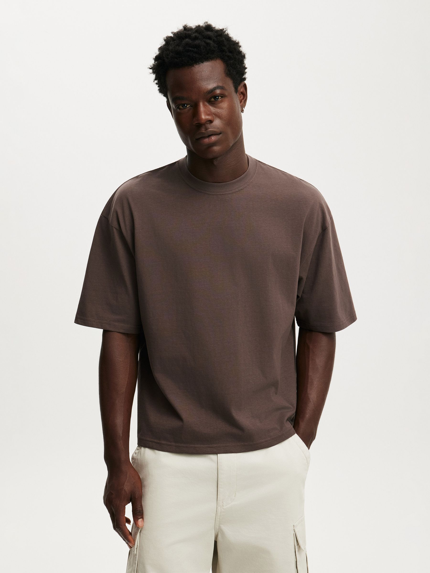 Buy Cotton On Washed Chocolate Cropped Fit T-Shirt from Next USA
