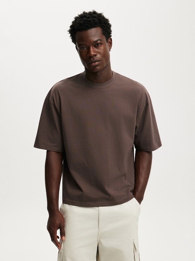 Cotton On Washed Chocolate Cropped Fit T-Shirt - Image 1 of 4 Cotton On Washed Chocolate Cropped Fit T-Shirt - Image 1 of 4