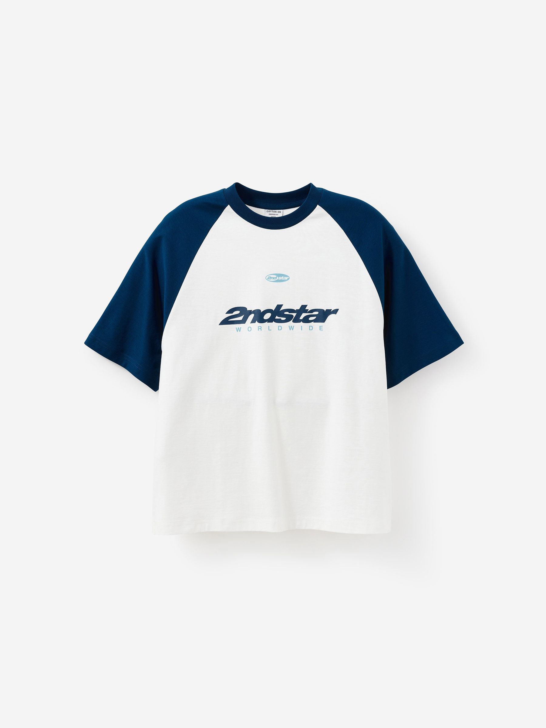 Buy Cotton On Vintage White/Midnight Blue Worldwide Cropped Fit