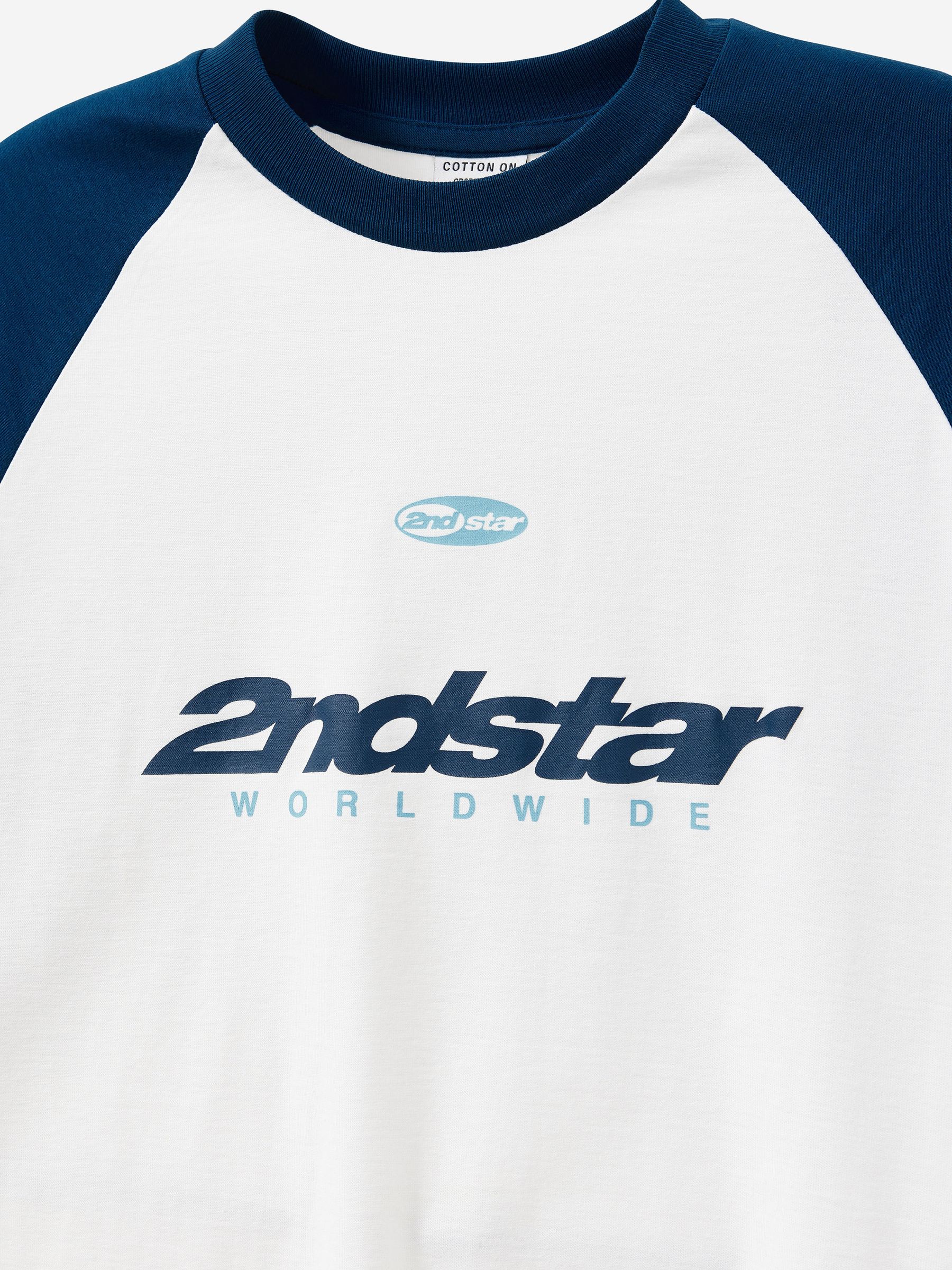Buy Cotton On Vintage White/Midnight Blue Worldwide Cropped Fit