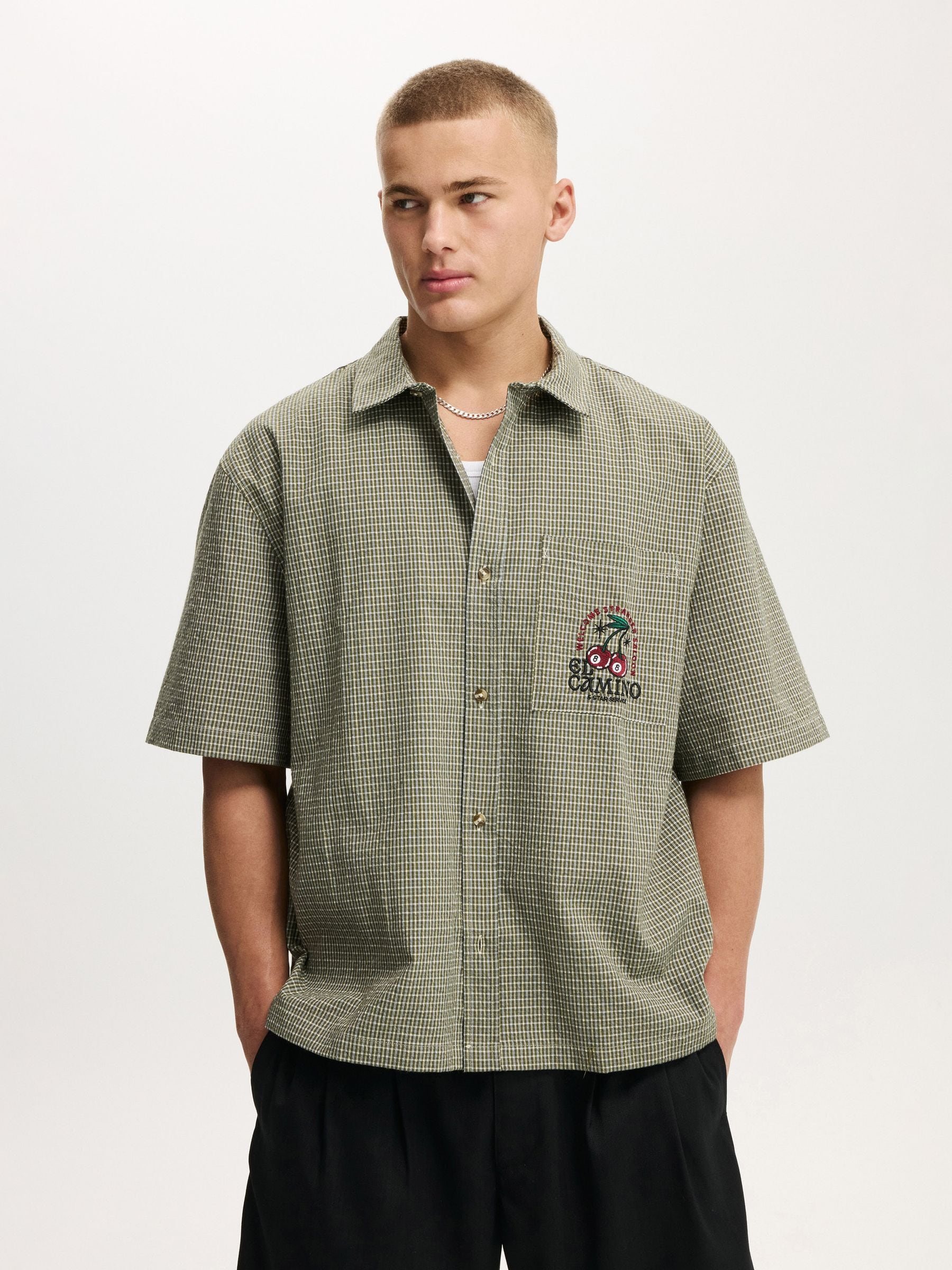 トップス everyone multi border short sleeve M Buy Cotton On Green Darcy Short Sleeve Shirt from Next USA