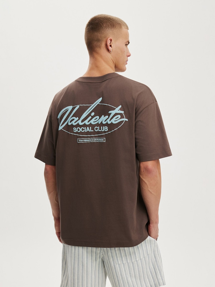 Cotton On Brown Box Fit Text T-Shirt - Image 2 of 4