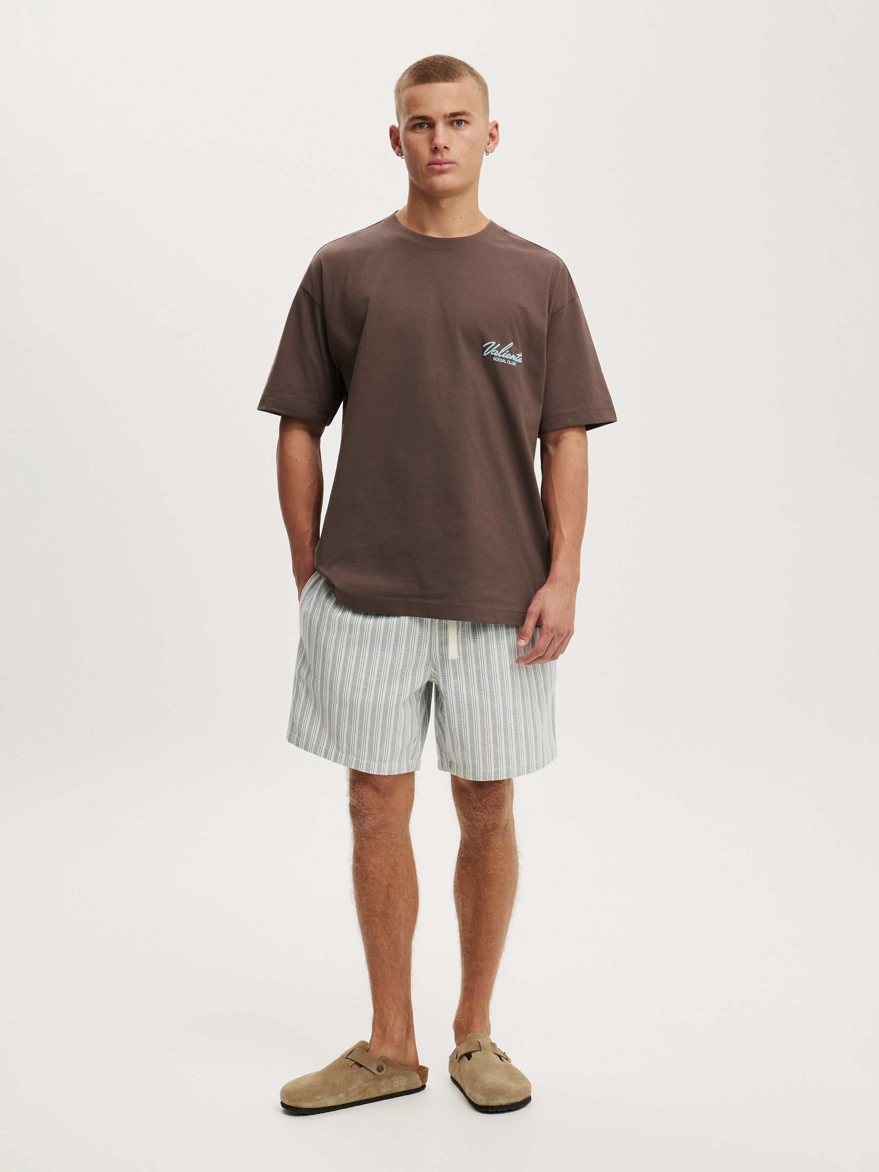Buy Cotton On Washed Chocolate/Valiente Club Box Fit Text T-Shirt