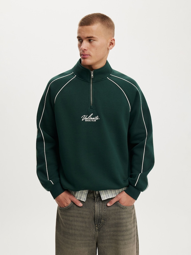 Cotton On Green Zip Graphic Fleece - Image 1 of 4 Cotton On Green Zip Graphic Fleece - Image 1 of 4