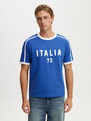Cotton On Royal Blue/Italia 73 Everyday Fit Graphic T-Shirt - Image 1 of 4