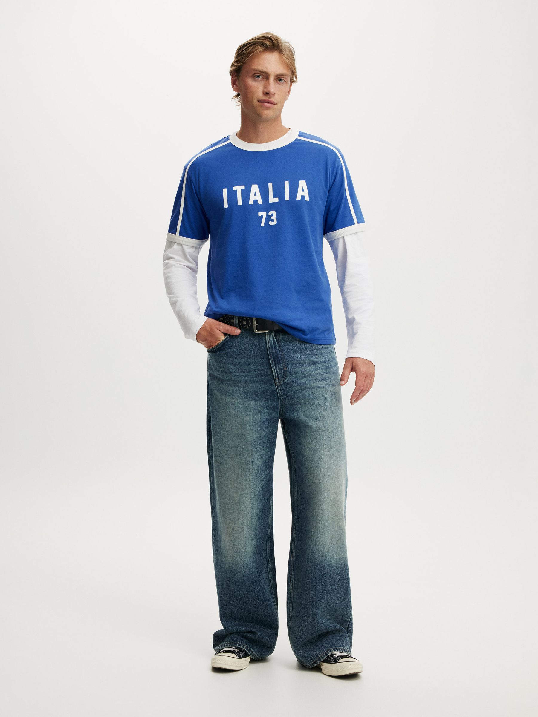 Buy Cotton On Royal Blue/Italia 73 Everyday Fit Graphic T-Shirt