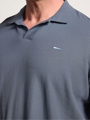 BadRhino Big & Tall Blue Ribbed Trophy Neck Polo Shirt - Image 4 of 4