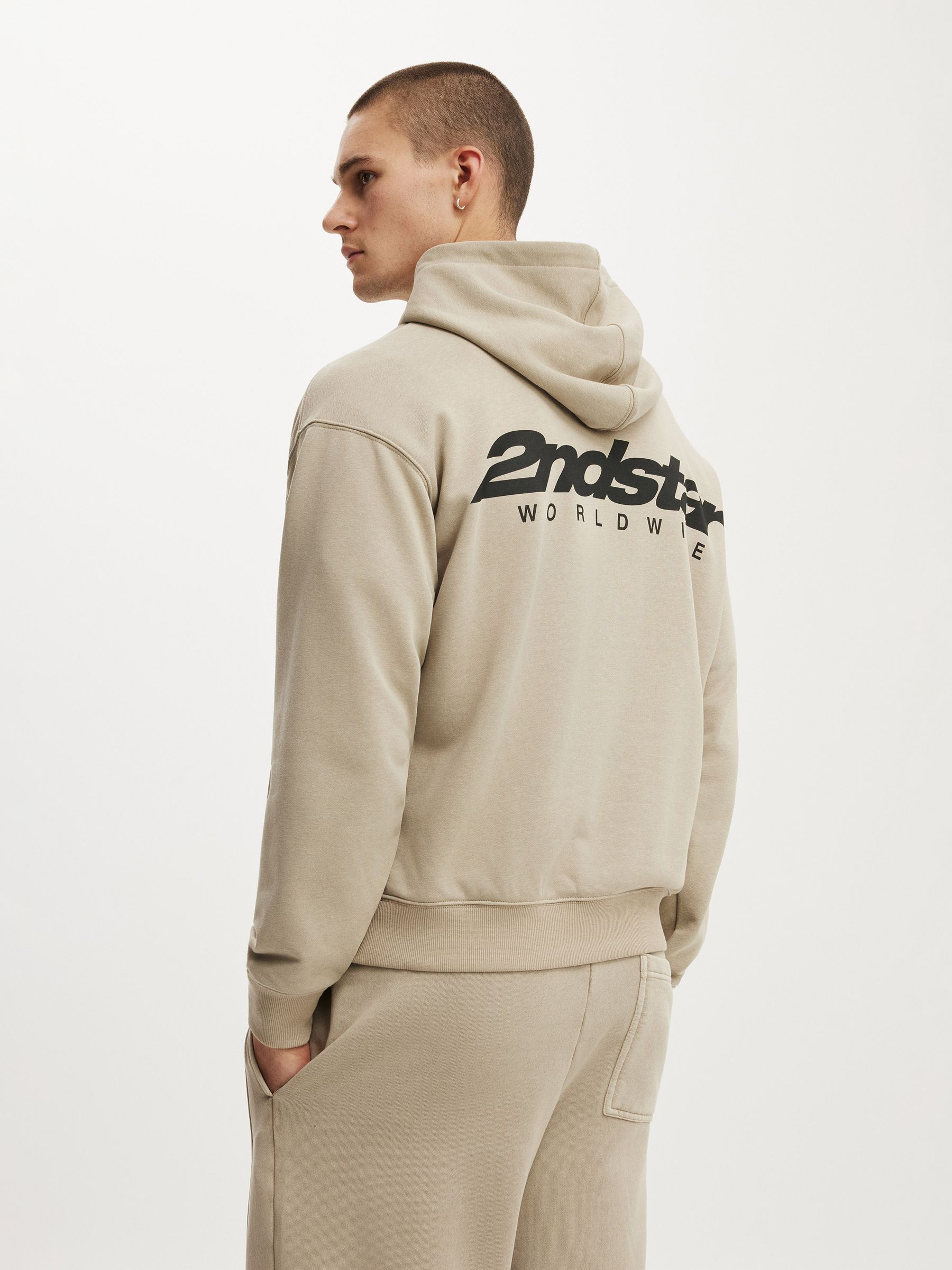 Buy Cotton On Beige Box Fit Graphic Hoodie from Next USA