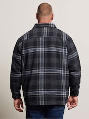 BadRhino Big & Tall Blue Check Print Zip Through Overshirt - Image 3 of 7