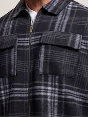 BadRhino Big & Tall Blue Check Print Zip Through Overshirt - Image 5 of 7