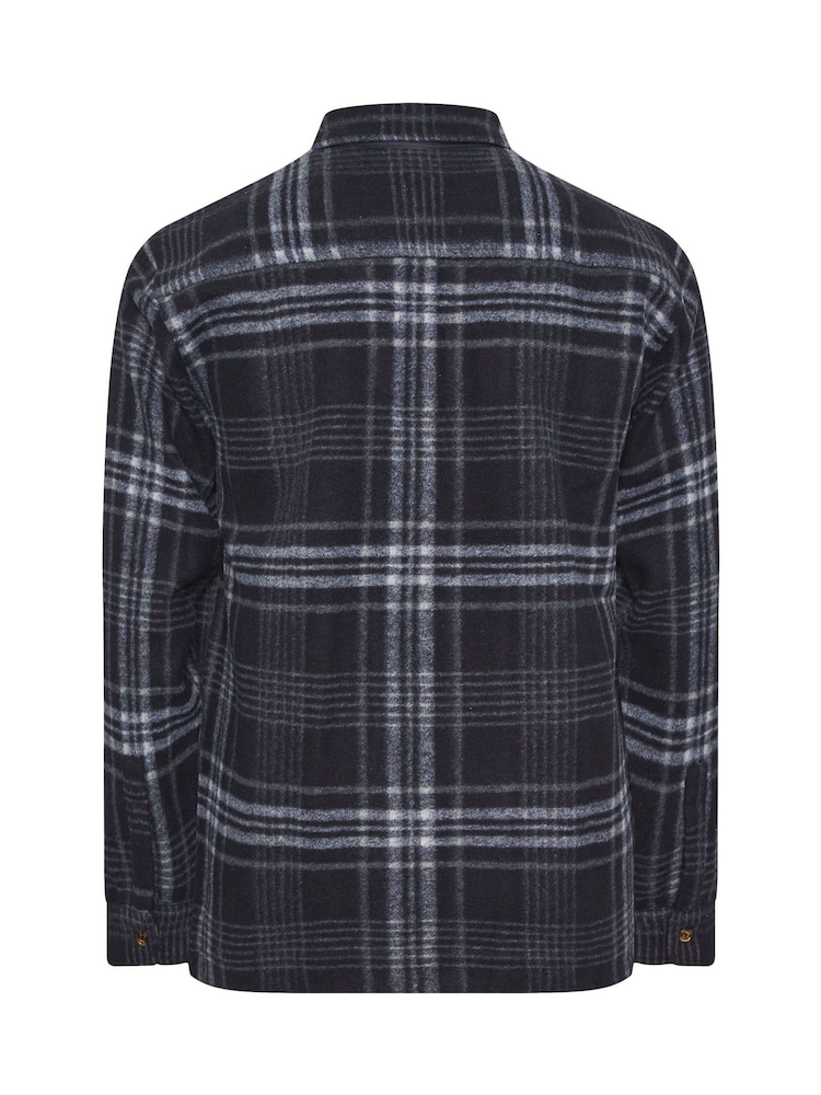 BadRhino Big & Tall Blue Check Print Zip Through Overshirt - Image 7 of 7 BadRhino Big & Tall Blue Check Print Zip Through Overshirt - Image 7 of 7