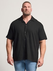 Negro - BadRhino Big & Tall Revere Neck Slub Shirt - Imagen 1 de 4