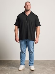Negro - BadRhino Big & Tall Revere Neck Slub Shirt - Imagen 2 de 4