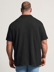 Negro - BadRhino Big & Tall Revere Neck Slub Shirt - Imagen 3 de 4