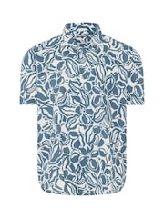 BadRhino Big & Tall Blue All Over Leaf Print Shirt - Image 3 of 3