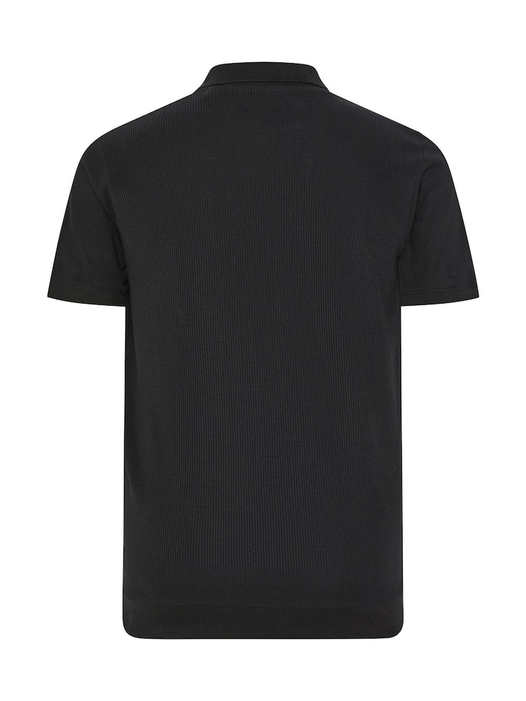 BadRhino Big & Tall Black Ribbed Trophy Neck Polo Shirt - Image 6 of 6 BadRhino Big & Tall Black Ribbed Trophy Neck Polo Shirt - Image 6 of 6