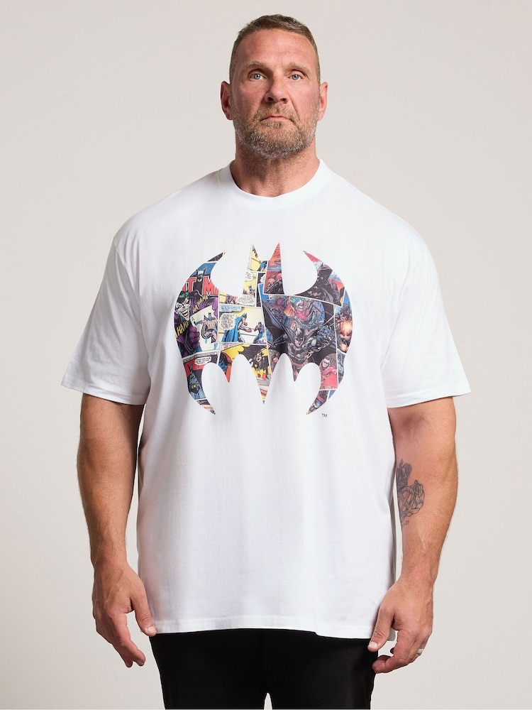 BadRhino Big & Tall White Longline Batman T-Shirt - Image 1 of 6 BadRhino Big & Tall White Longline Batman T-Shirt - Image 1 of 6