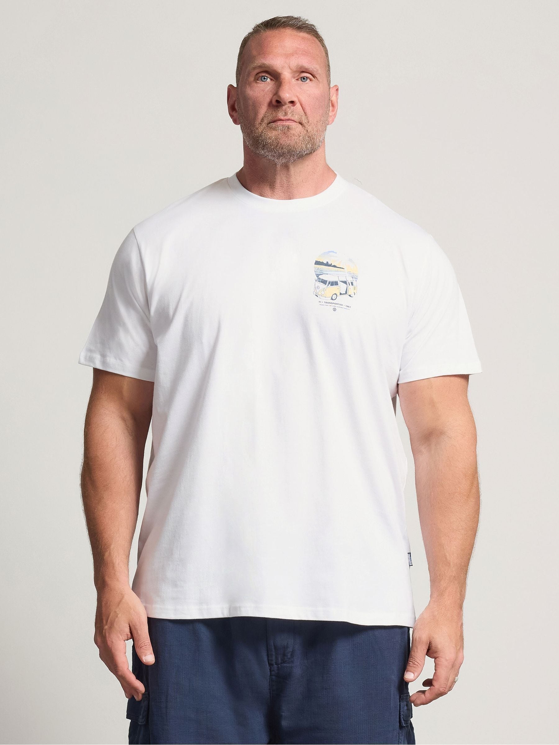 Badrhino Big & Tall Men's White Long Summer T-Shirt