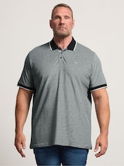 BadRhino Big & Tall Grey Birdseye Tipping Polo Shirt - Image 1 of 6