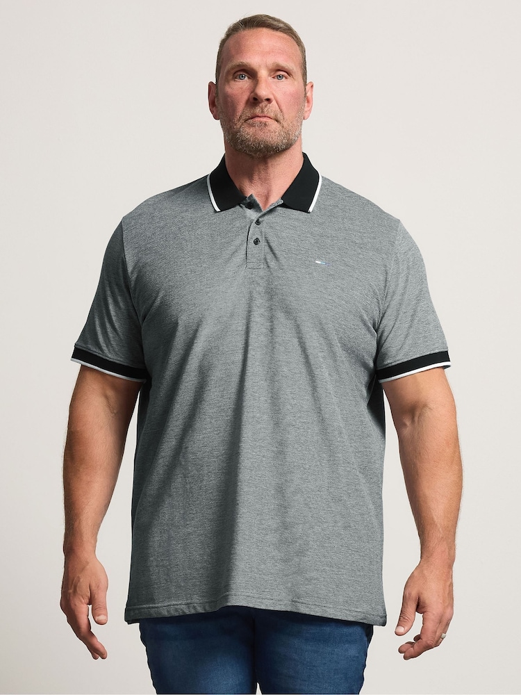 BadRhino Big & Tall Grey Birdseye Tipping Polo Shirt - Image 1 of 6