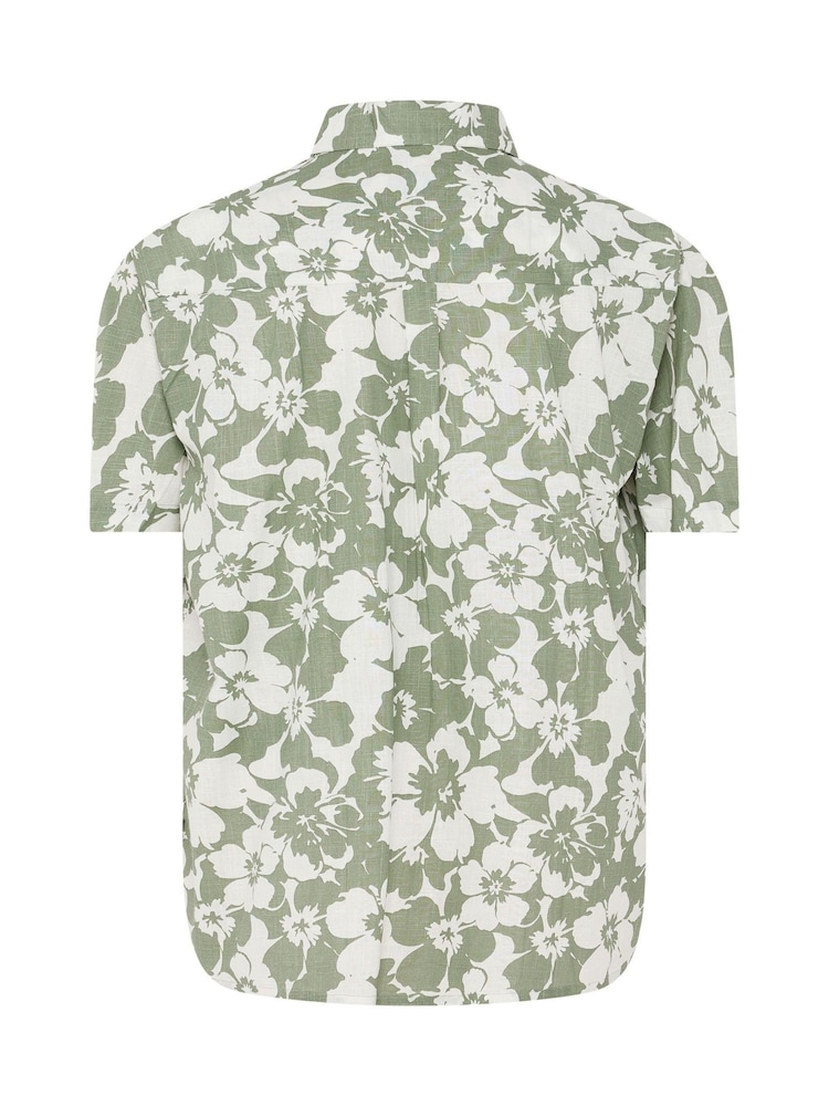 Zielony - BadRhino Big & Tall All Over Leaf Print Shirt - Obraz 3 z 3