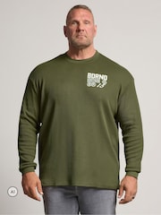Grønn - BadRhino Big & Tall langermet vaffel-T-skjorte - Bilde 1 av 6
