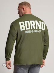 Grønn - BadRhino Big & Tall langermet vaffel-T-skjorte - Bilde 3 av 6