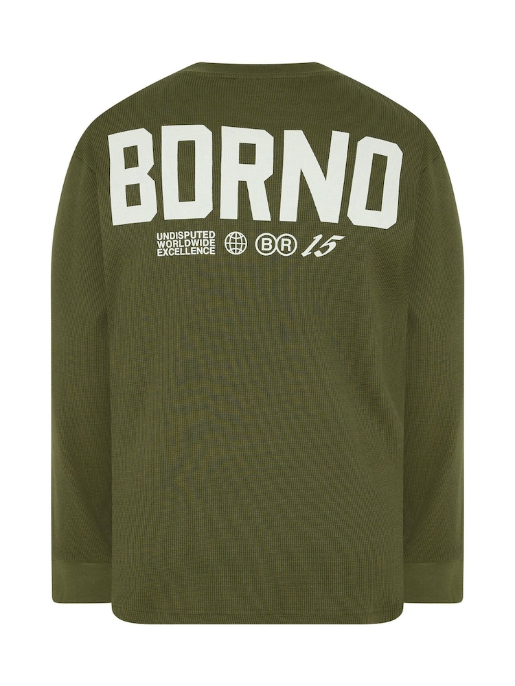 Grønn - BadRhino Big & Tall langermet vaffel-T-skjorte - Bilde 6 av 6