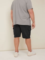 BadRhino Big & Tall Black Essential Cargo Jogger Shorts - Image 3 of 4