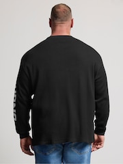 Svart - BadRhino Big & Tall langermet vaffel-T-skjorte - Bilde 3 av 6