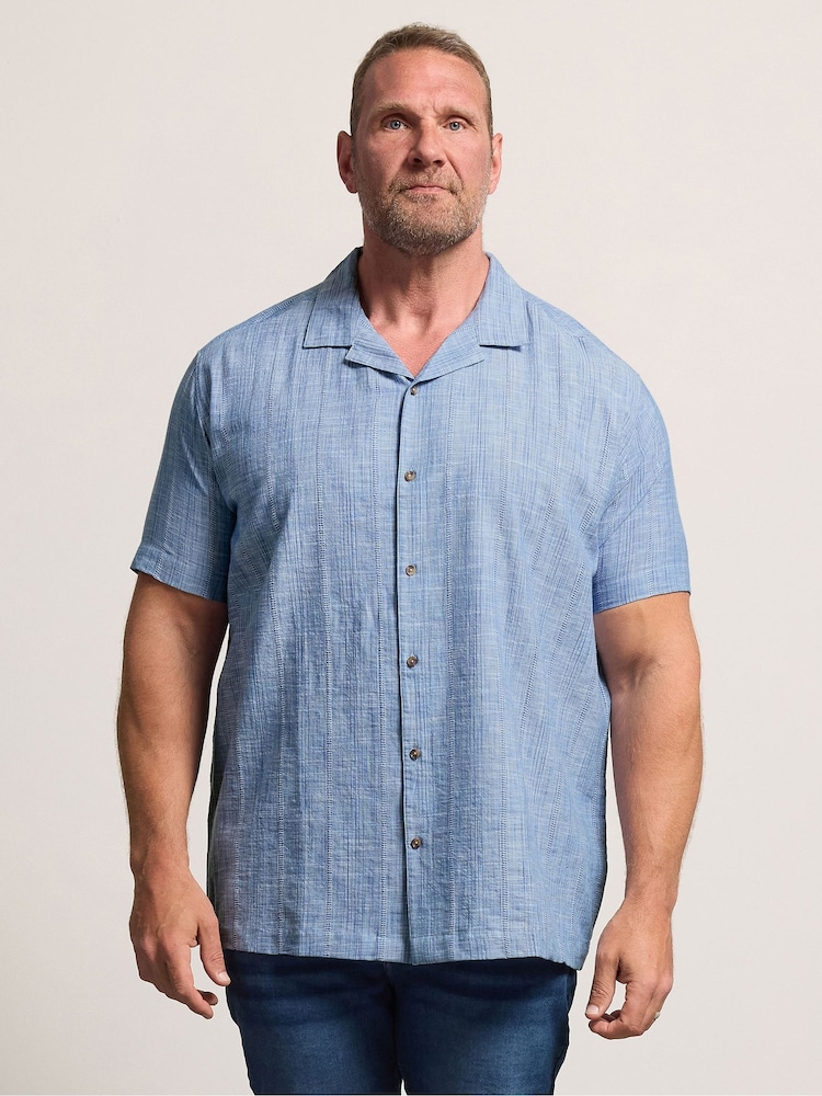 Azul - Camisa BadRhino Big & Tall con textura slub - Imagen 1 de 6