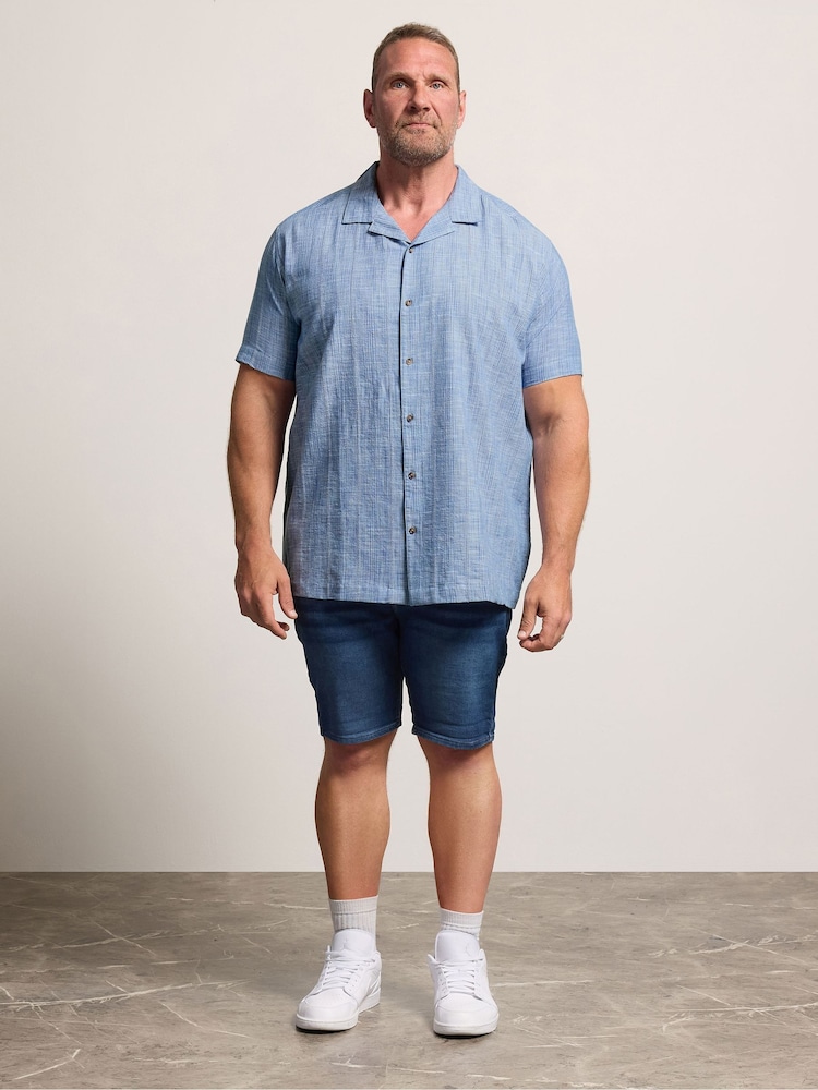 Azul - Camisa BadRhino Big & Tall con textura slub - Imagen 2 de 6