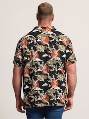 BadRhino Big & Tall Black Crane Japanese All Over Print Shirt - Image 3 of 4