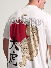 BadRhino Big & Tall Natural Longline Tokyo Tiger T-Shirt - Image 4 of 6