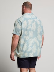 BadRhino Big & Tall Blue Palm Leaf Print Linen Shirt - Image 2 of 5