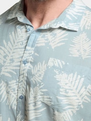 BadRhino Big & Tall Blue Palm Leaf Print Linen Shirt - Image 3 of 5