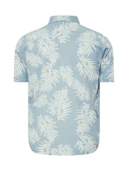 BadRhino Big & Tall Blue Palm Leaf Print Linen Shirt - Image 5 of 5